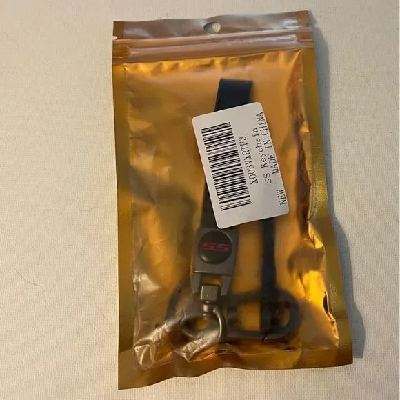 SS Super Sport Logo Key Fob Keychain in Black Leather NWT - Picture 4 of 4